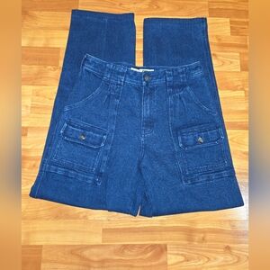 Vintage Cabela's 7-Pocket Hiker Stretch Cargo Blue Jeans Women's Sz 6R High Rise